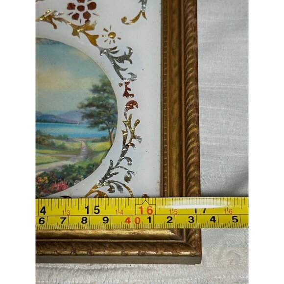 Reverse Foil Art Glass Framed Religious Bless Our House Sacred Heart of Jesus - Picture 10 of 12